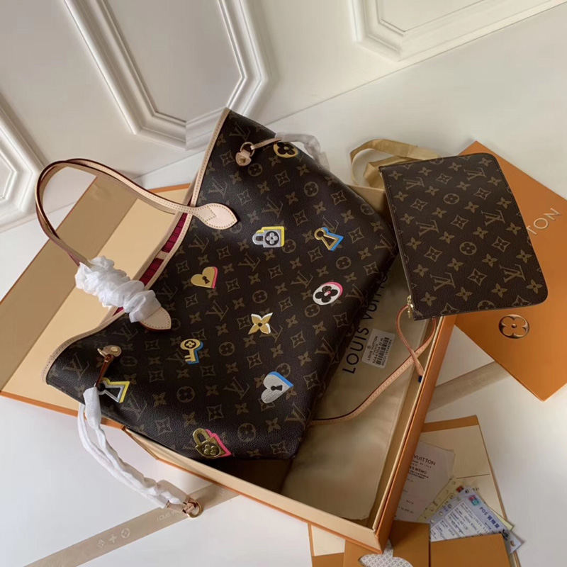M44364 LV NEVERFULL 中號手袋 Love Locks2019情人節限定系列 LV購物袋
