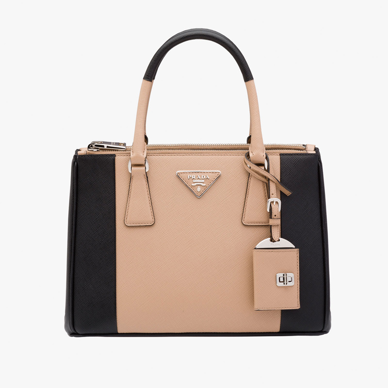 1BA863 prada galleria手袋 Prada殺手包 黑色豆沙色配色