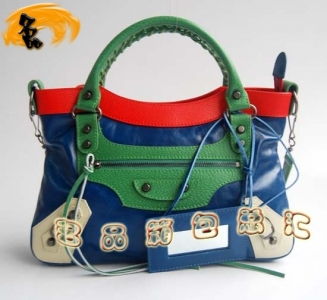 084331 ��������Ů�� ƴɫ�^��ţƤŮʿ�C܇�� Balenciaga����� �μ�� �{��tɫ