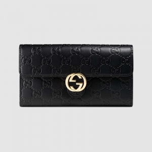 369663 Gucci��־ Gucci Signatureϵ�� �L��Ƥ�A ��ɫ