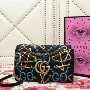 443496 Gucci GG Marmontϵ�� �W�p Ϳ�fӡ�� ��̖(h��o) 朗l�米�� ��ɫ