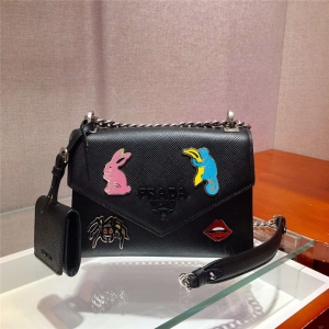 1BD127 PradaŮ�� Monochrome Logo�μ�� �m�������N�� Prada朗l�� ��ɫ