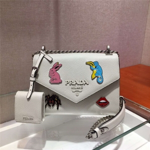 1BD127 PradaŮ�� Monochrome Logo�μ�� �m�������N�� Prada朗l�� ��ɫ