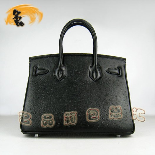 6088 Hermes最新款 時尚女包 Hermes鴕鳥紋 手提包 Hermes Birkin 鉑金包 30cm