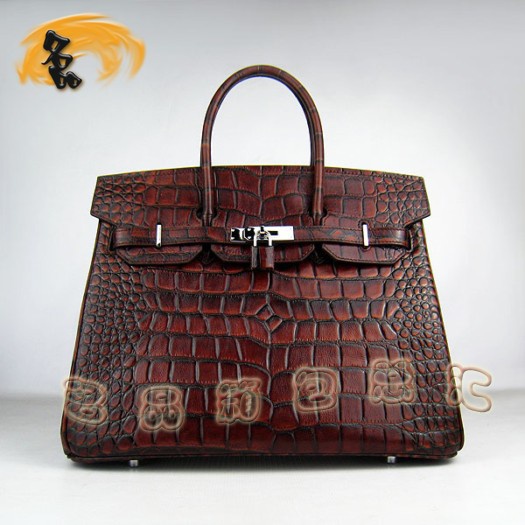 6089 Hermes熱賣新款 Hermes Birkin 鉑金包 鱷魚紋 時尚女士 手提包 35 Birkin