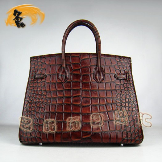 6089 Hermes熱賣新款 Hermes Birkin 鉑金包 鱷魚紋 時尚女士 手提包 35 Birkin