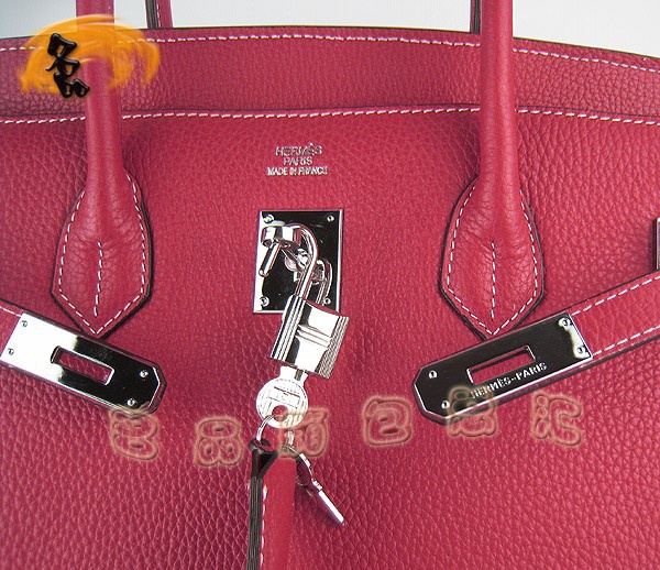 6089 Hermes新款紅色 荔枝紋 時尚女包 Hermes手提包 Hermes Birkin 鉑金包 高仿包