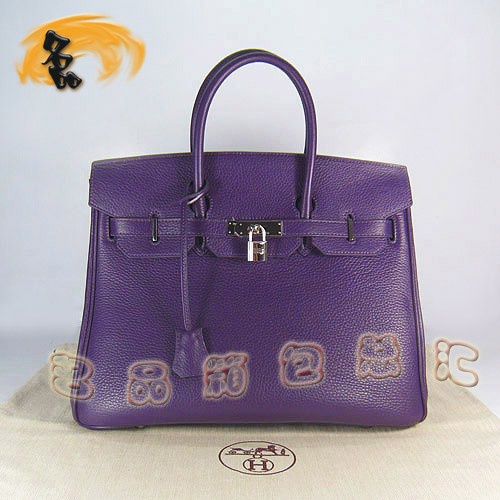 6089 最新款紫色 荔枝紋 手提包 Hermes女包 Hermes Birkin 鉑金包 35 Birkin 1:1