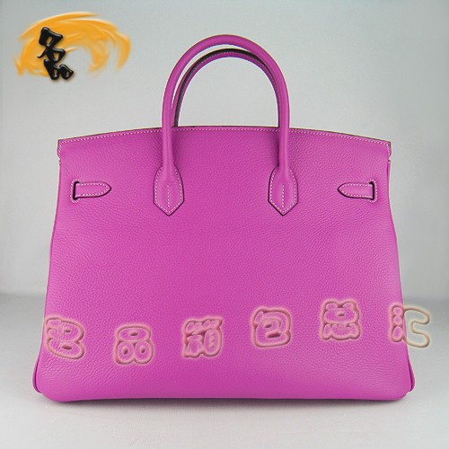 6099 Hermes新款 桃紅色 荔枝紋 女士手提包 Birkin 鉑金包 Hermes 40 Birkin 女包