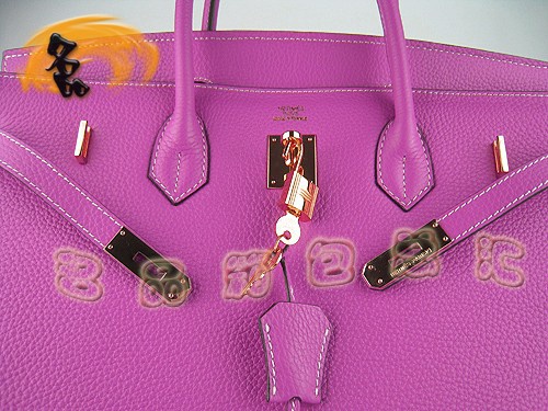 6099 Hermes新款 桃紅色 荔枝紋 女士手提包 Birkin 鉑金包 Hermes 40 Birkin 女包