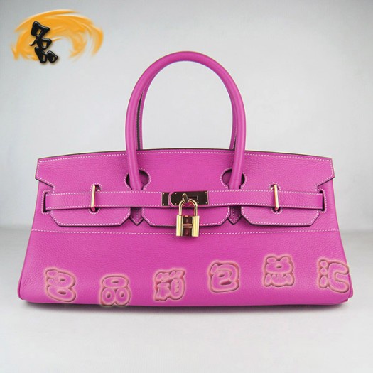 6109 Hermes新款 桃紅色荔枝紋女包 42cm Birkin 鉑金包 愛馬仕 手提包 專柜品質(zhì)