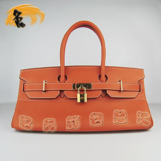 6109 經典款 大號 橙色時尚女包 Hermes Birkin 鉑金包 Hermes手提包 42 Birkin