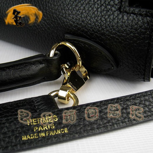 6108 Hermes Kelly bag 32cm 愛馬仕 凱利包 女包 手提包 斜跨包 黑色 金扣