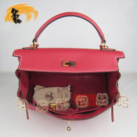6108 Hermes Kelly 凱莉包 32cm 愛馬仕黑色荔枝紋女包 手提包 斜跨包 金扣