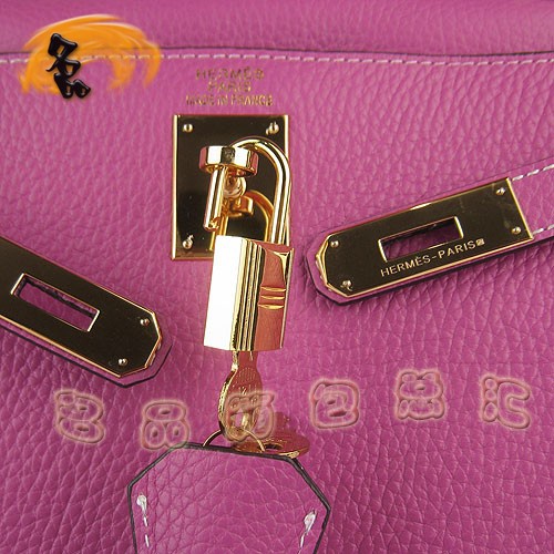 6108 Hermes最新款 荔枝紋手提包 桃紅色 斜挎包 時(shí)尚女士 Hermes Kelly 凱莉包