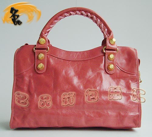 084332B BALENCIAGA最新款 粉紅色牛皮斜挎包 巴黎世家機車包 時尚女士 手提包
