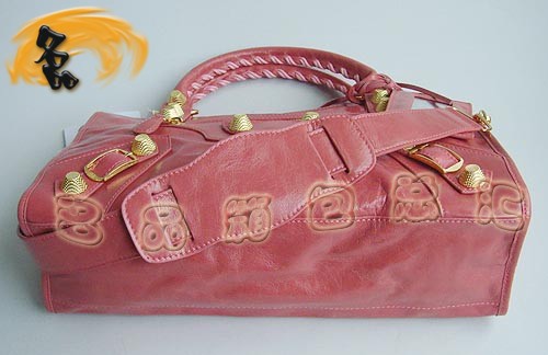 084332B BALENCIAGA最新款 粉紅色牛皮斜挎包 巴黎世家機車包 時尚女士 手提包