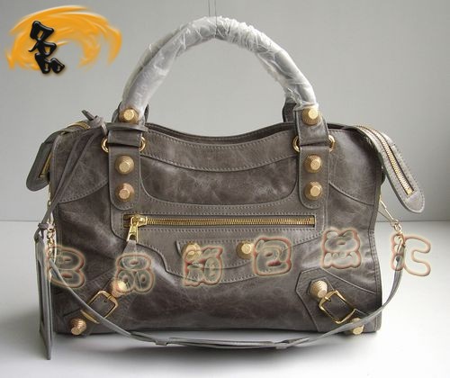 084332B 巴黎世家經典機車包 新款灰色牛皮斜挎包 BALENCIAGA時尚女士手提包
