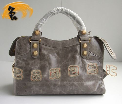 084332B 巴黎世家經典機車包 新款灰色牛皮斜挎包 BALENCIAGA時尚女士手提包