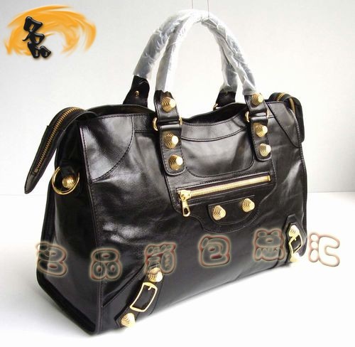 084332B BALENCIAGA經典機車包 巴黎世家最新款 黑色牛皮時尚女士斜挎/手提包