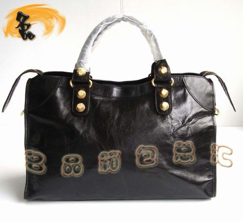 084332B BALENCIAGA經典機車包 巴黎世家最新款 黑色牛皮時尚女士斜挎/手提包