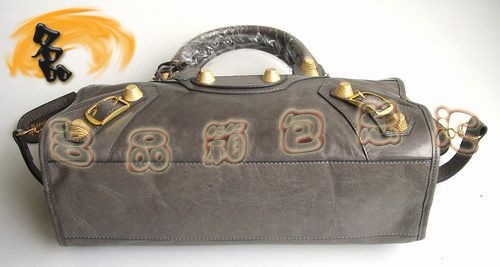 084332B 明星最愛款 經典機車包 BALENCIAGA手提包 巴黎世家灰色牛皮斜挎包