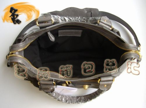 084332B 明星最愛款 經典機車包 BALENCIAGA手提包 巴黎世家灰色牛皮斜挎包