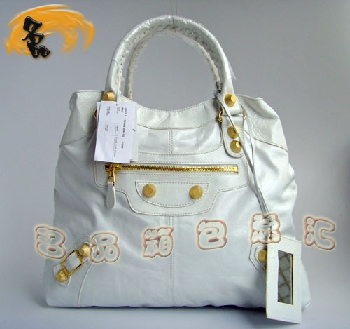 084326B BALENCIAGA 巴黎世家 經(jīng)典機(jī)車包 白色全皮新款休閑手袋