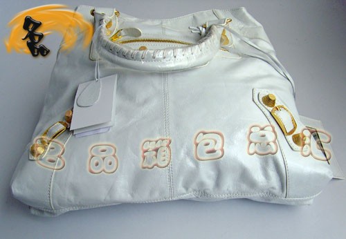 084326B BALENCIAGA 巴黎世家 經(jīng)典機(jī)車包 白色全皮新款休閑手袋