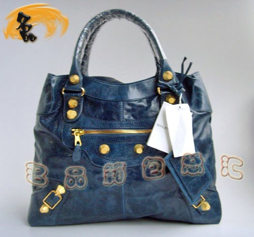 084326B 熱賣新款 BALENCIAGA 巴黎世家時尚經典明星款機車包 寶藍色