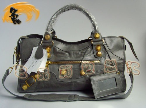 084328B BALENCIAGA 巴黎世家 經典機車包 深灰色 新款休閑手提包 斜挎包