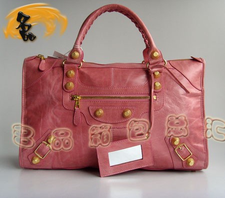084324B BALENCIAGA 巴黎世家 機車包 時尚手提包 巴黎世家粉紅色女包