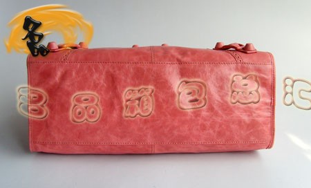 084824 巴黎世家 最新款花邊經典女士手提包 BLENCIAGA粉紅色牛皮時尚機車包