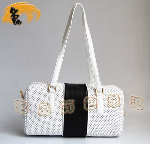 5647 Prada單肩包 Prada新款拼色小孔牛皮女包 Prada經(jīng)典款 白色
