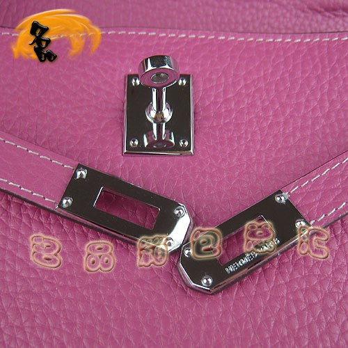 H008 Hermes 荔枝紋女包 Hermes經(jīng)典款 Kelly 凱莉包 手提包 晚宴包 桃紅色