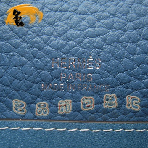 H008 Hermes 荔枝紋女包 Hermes經(jīng)典款 Kelly 凱莉包 手提包 晚宴包 中藍色