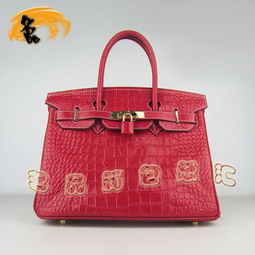 6088 Hermes手提包 鱷魚紋時尚女包 Hermes Birkin 鉑金包 Hermes女包 金扣