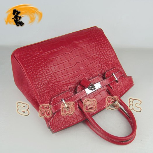 6088 Hermes手提包 鱷魚紋時尚女包 Hermes Birkin 鉑金包 Hermes女包 銀扣