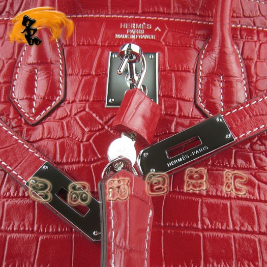 6088 Hermes手提包 鱷魚紋時尚女包 Hermes Birkin 鉑金包 Hermes女包 銀扣