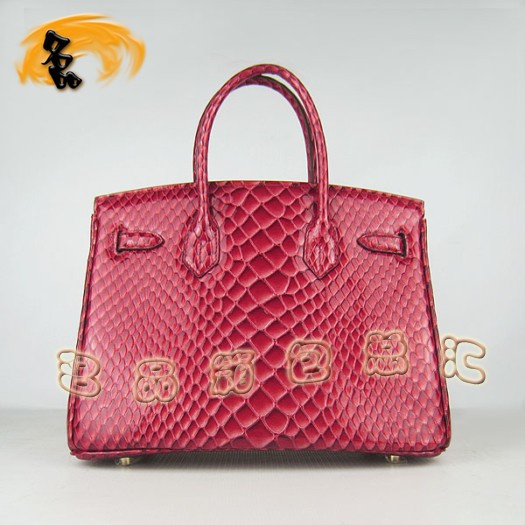 6088 Hermes女包 Hermes Birkin 鉑金包 30 愛馬仕魚紋手提包 紅色金扣