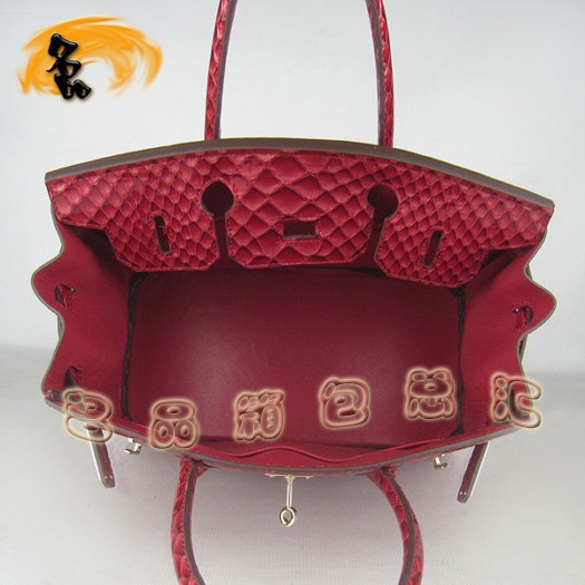 6088 Hermes女包 Hermes Birkin 鉑金包 30 愛馬仕魚紋手提包 紅色金扣