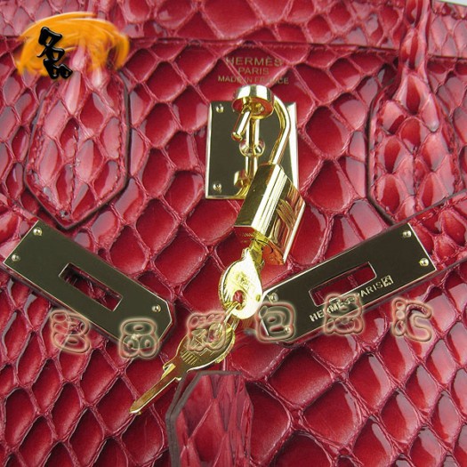 6088 Hermes女包 Hermes Birkin 鉑金包 30 愛馬仕魚紋手提包 紅色金扣