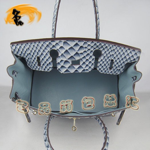 6088 Hermes Birkin 鉑金包 30cm 魚紋手提包 Hermes女包 藍(lán)色金扣