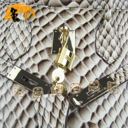 6089 Hermes新款魚紋女士手提包 Hermes Birkin 鉑金包 35 Birkin 灰色金扣