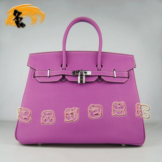 6089 Hermes 35 Birkin 牛頸紋手提包 Hermes女包 Hermes Birkin 鉑金包 桃紅色銀扣