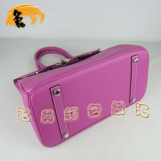 6089 Hermes 35 Birkin 牛頸紋手提包 Hermes女包 Hermes Birkin 鉑金包 桃紅色銀扣