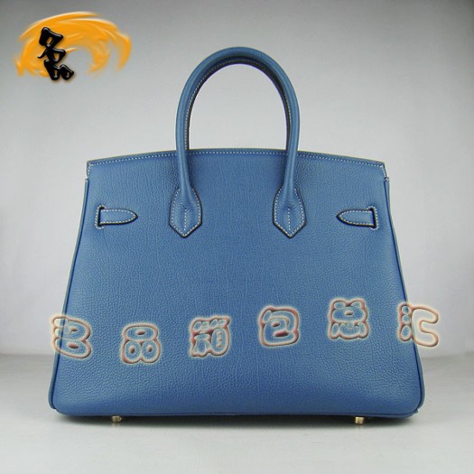 6089 Hermes 35 Birkin 牛頸紋手提包 Hermes女包 Hermes Birkin 鉑金包 藍色金扣