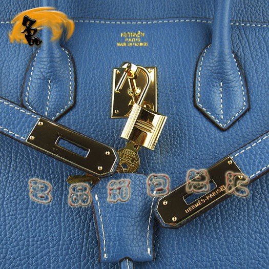 6089 Hermes 35 Birkin 牛頸紋手提包 Hermes女包 Hermes Birkin 鉑金包 藍色金扣