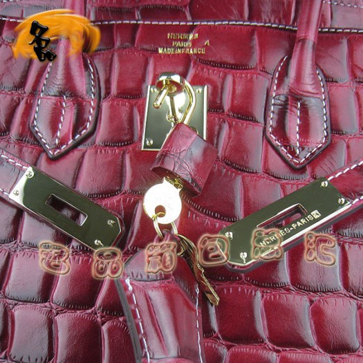 6089 Hermes 鱷魚紋手提包 Hermes女包 Hermes Birkin 鉑金包 大紅金扣(35)