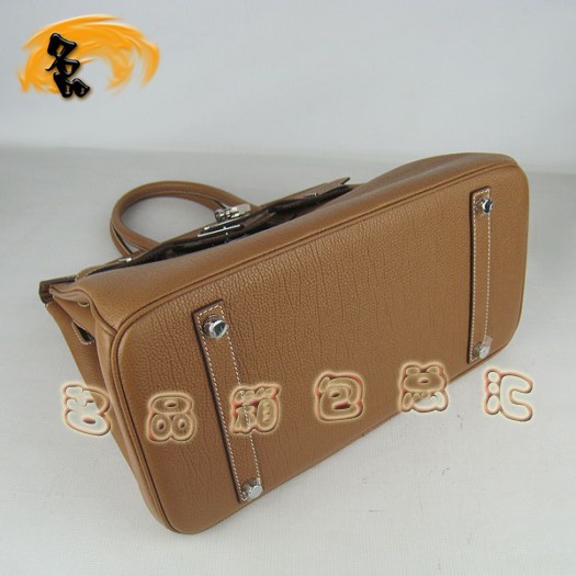 6089 Hermes 35 Birkin 牛頸紋手提包 Hermes女包 Hermes Birkin 鉑金包 啡色銀扣